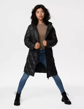 Стеганое пуховое пальто Stormwear (6–16 лет) Marks & Spencer, черный