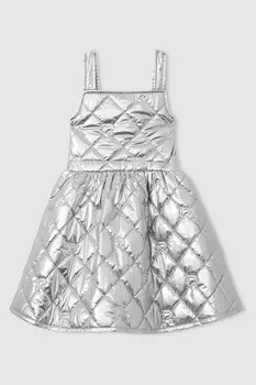 Стеганое расклешенное платье Joey Reiss, серебряный
