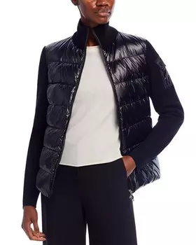 Стеганое шерстяное пальто Moncler, цвет Black