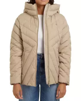 Стеганое женское пальто на молнии Tommy Hilfiger, бежевый