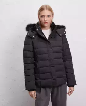 Стеганое женское пальто с капюшоном и подкладкой Easy Wear, черный