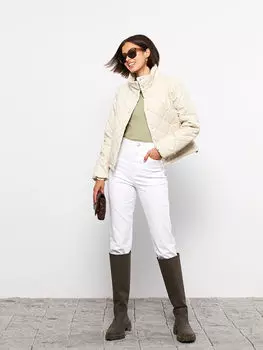 Стеганое женское пуховое пальто с длинным рукавом и воротником-стойкой LCW Casual