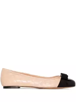 Стеганые балетки Ferragamo, нейтральный