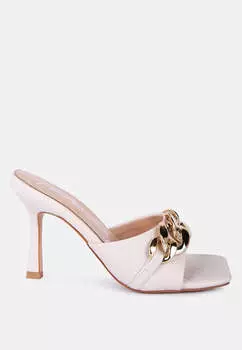 Стеганые босоножки в стиле русалки с металлической цепочкой London Rag, цвет latte