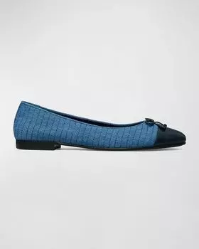 Стеганые джинсовые балетки с капюшоном и носком Tory Burch, цвет Dark Denim New Navy