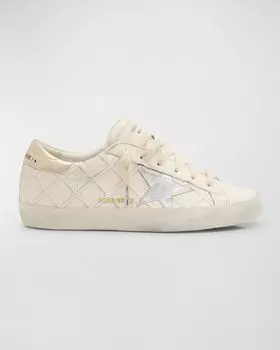Стеганые кожаные низкие кеды Superstar Golden Goose, цвет Cream Silver Platinum