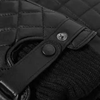 Стеганые кожаные перчатки Barbour, черный