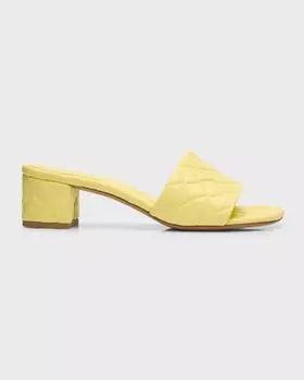 Стеганые кожаные сандалии-мюли Bottega Veneta, цвет Sherbert