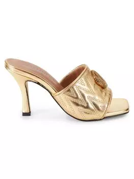 Стеганые кожаные сандалии Venere с эффектом металлик Mario Valentino, золото