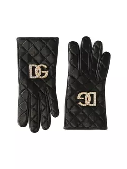 Стеганые перчатки с логотипом DG Dolce & Gabbana, черный
