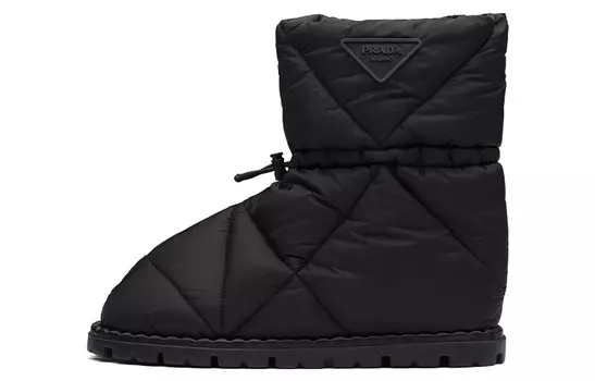 Стеганые пинетки из черного нейлона Prada
