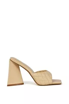 Стеганые расклешенные туфли на высоком каблуке с квадратным носком 'Maylin' XY London, обнаженная