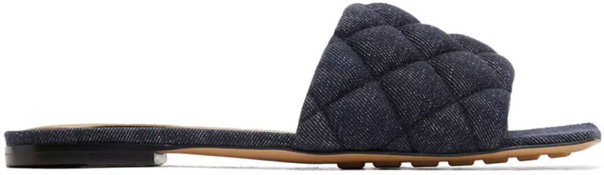 Стеганые сандалии цвета индиго на плоской подошве Bottega Veneta