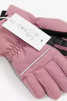Стеганые водоотталкивающие перчатки H&M, розовый