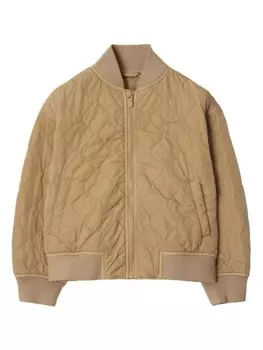 Стеганый бомбер Burberry Kids, нейтральный цвет