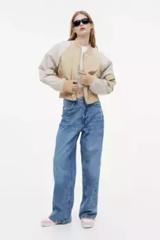 Стеганый бомбер H&M, бежевый