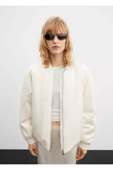 Стеганый бомбер Mango, экрю