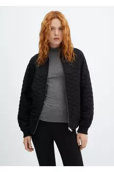 Стеганый бомбер Mango, черный