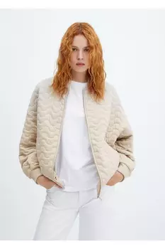 Стеганый бомбер Mango, зеленый