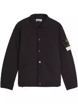 Стеганый бомбер на кнопках Stone Island, черный