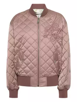 Стеганый бомбер с вышивкой Philipp Plein, розовый
