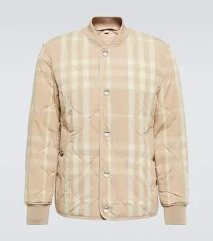 Стеганый бомбер в клетку Burberry, бежевый