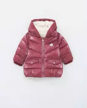 Стеганый девичий пуховик бордового цвета IKKS, бордо