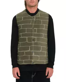 Стеганый двусторонний мужской жилет Volcom, темно-зеленый