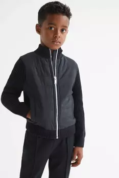 Стеганый гибридный свитер Trainer Junior на молнии Reiss, синий