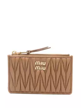 Стеганый кардхолдер MIU MIU, коричневый