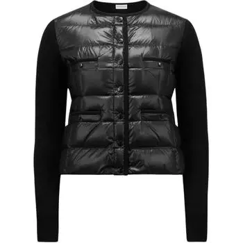 Стеганый кардиган со вставками Moncler, черный