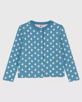 Стеганый кардиган трубчатой вязки для девочки с принтом Petit Bateau, мультиколор