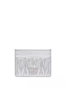 Стеганый картхолдер Miu Miu, серебряный