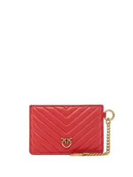 Стеганый картхолдер с логотипом PINKO, красный