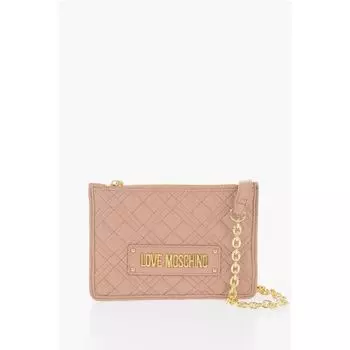 Стеганый клатч LOVE из искусственной кожи со съемной цепочкой Moschino, Beige