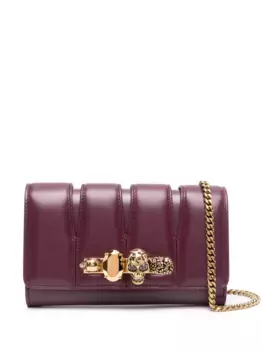 Стеганый клатч с декором Skull Alexander McQueen, фиолетовый