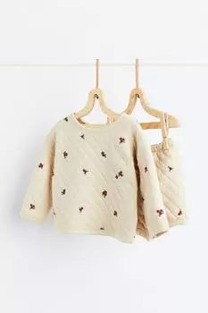 Стеганый комплект из 2 предметов H&amp;M, светло-бежевый/черничный