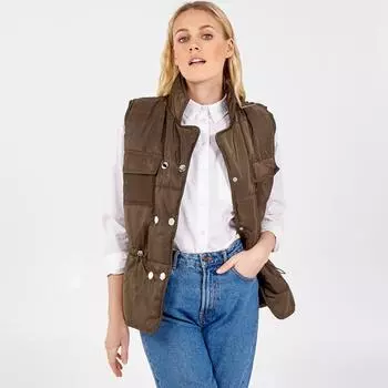 Стеганый короткий жилет Pink Vanilla, хаки