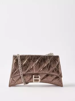 Стеганый кошелек crush из мятой кожи с эффектом металлик Balenciaga, коричневый