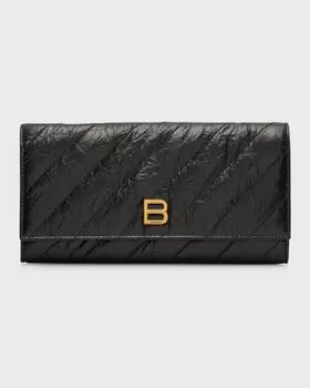 Стеганый кошелек Crush на цепочке Balenciaga, цвет 1000 Black