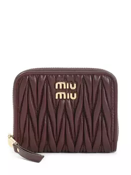 Стеганый кошелек на молнии Miu Miu, коричневый