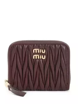 Стеганый кошелек на молнии MIU MIU, коричневый