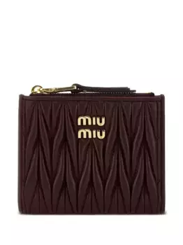 Стеганый кошелек с круговой молнией MIU MIU, коричневый