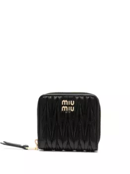 Стеганый кошелек с круговой молнией MIU MIU, черный