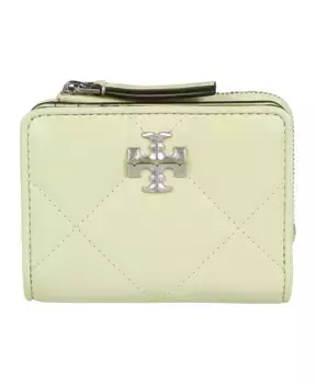 Стеганый кошелек с шевроном и бриллиантами Tory Burch, бежевый