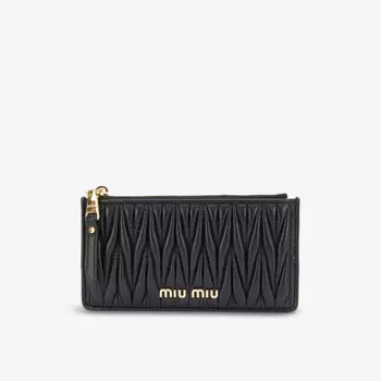 Стеганый кожаный кошелек Matelass Miu Miu, цвет nero
