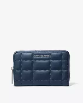 Стеганый кожаный женский кошелек Michael Michael Kors, темно-синий
