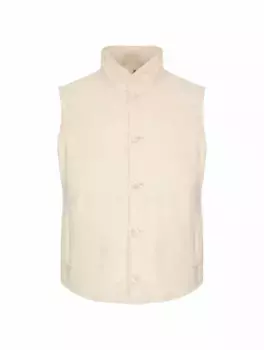 Стеганый льняной жилет Brunello Cucinelli, бежевый