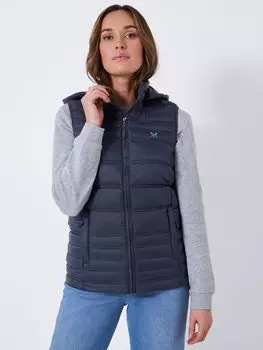 Стеганый легкий жилет с капюшоном Crew Clothing