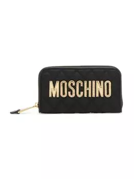 Стеганый нейлоновый кошелек Continental с логотипом Moschino, черный
